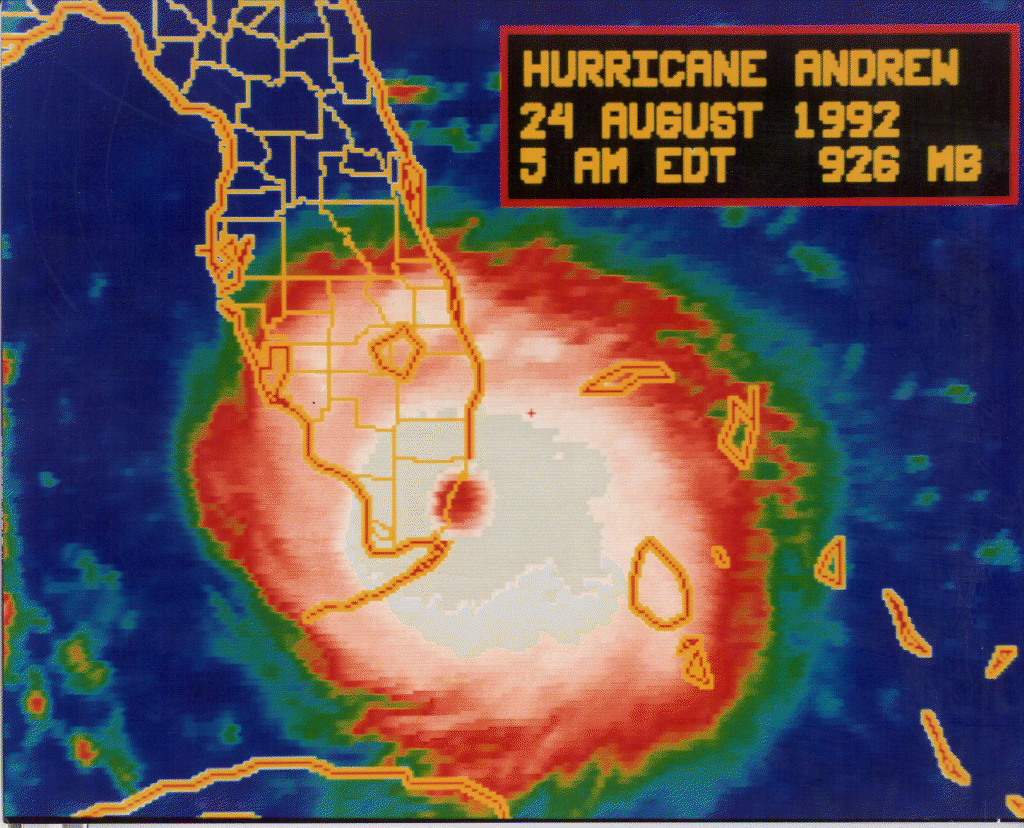 Radar image of Hurricane Andrew
